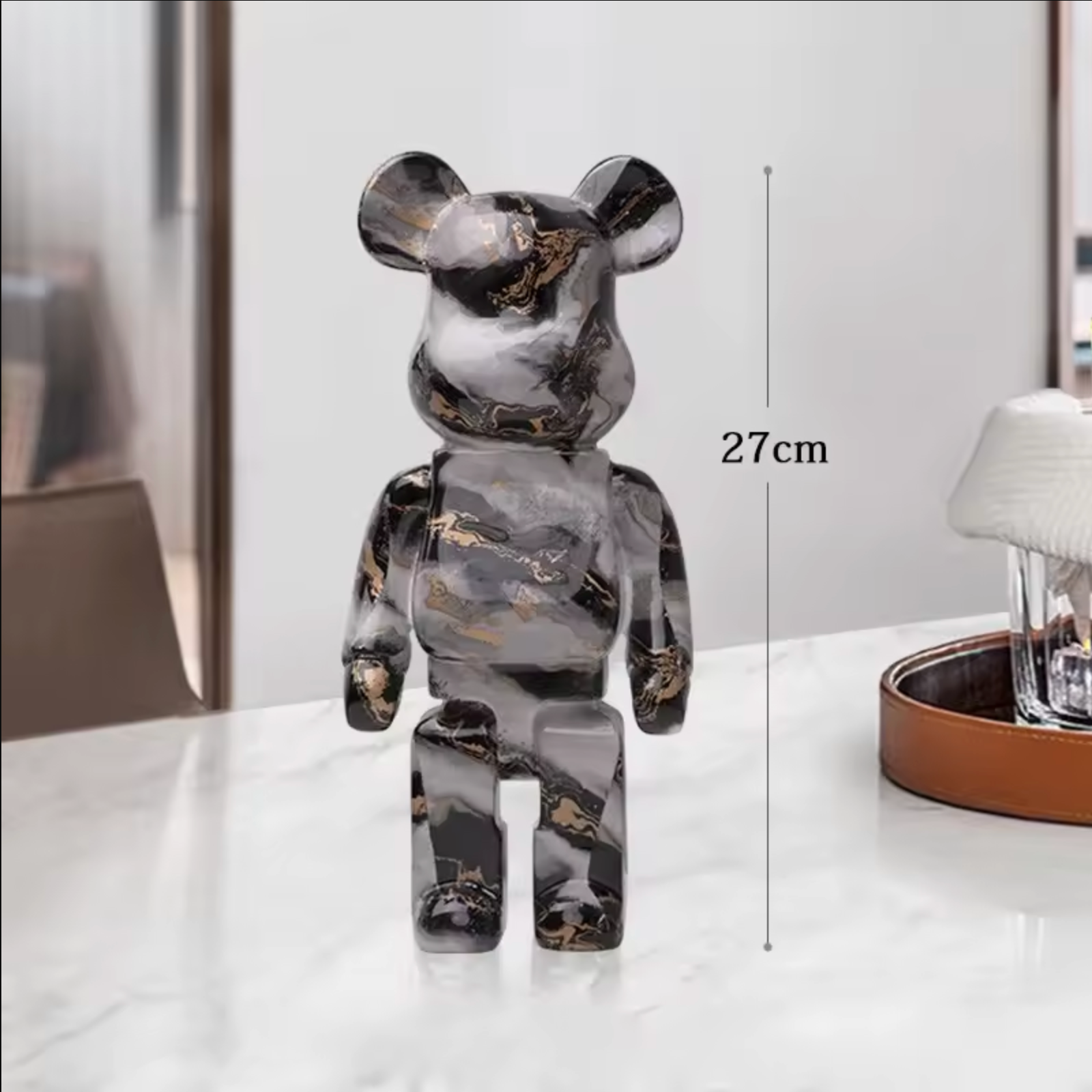 Beertje 27 cm – Zwart Marmerlook